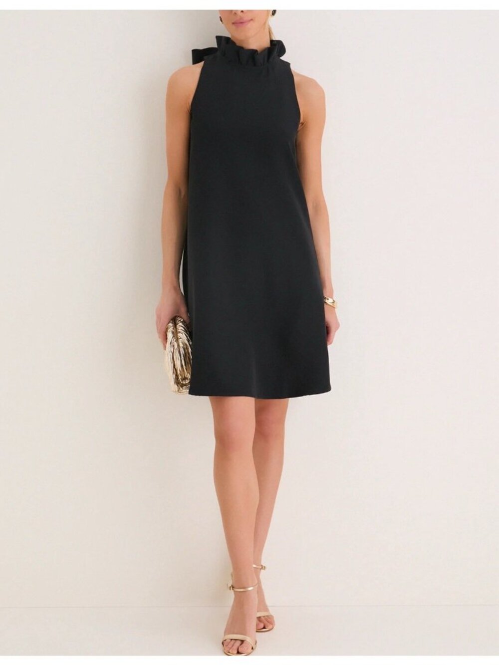 Do+Be Ruffled Neck A-Line Dress Size L Sleeveless Elegant Timeless Cocktail